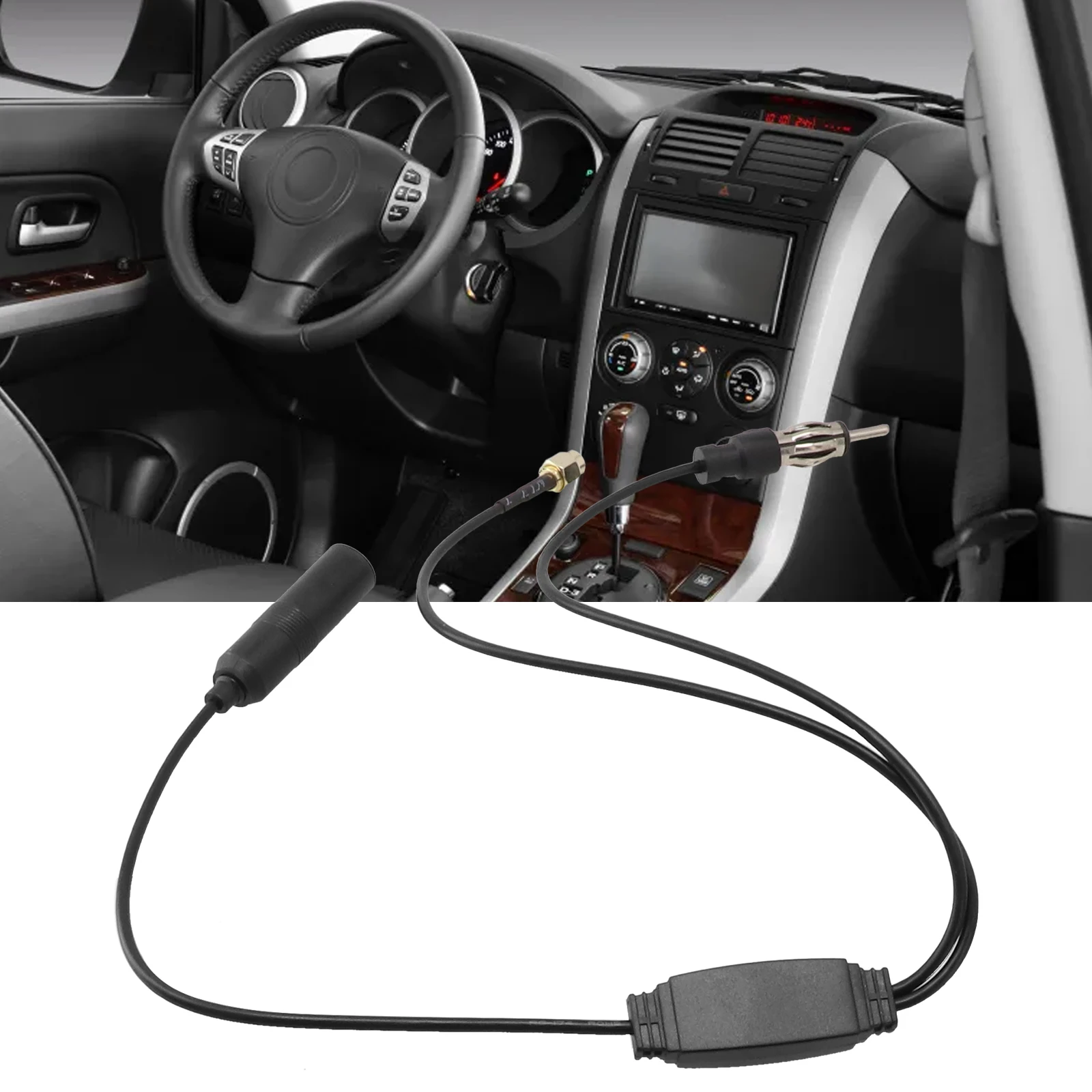 

FM/AM DAB Car Radio Active Antenna Aerial Splitter Adapter Cable SMA Converter Radio Signal Booster Amplifier Car Radio Plug