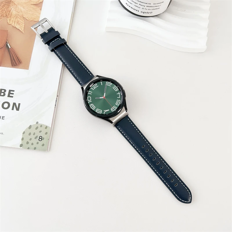 Pulseira de Couro para Relógio Samsung Galaxy Acessórios para Pulseiras Loop Único Clássico com um Clique Série 40 mm 44 mm 43 mm 47 mm - Image 2