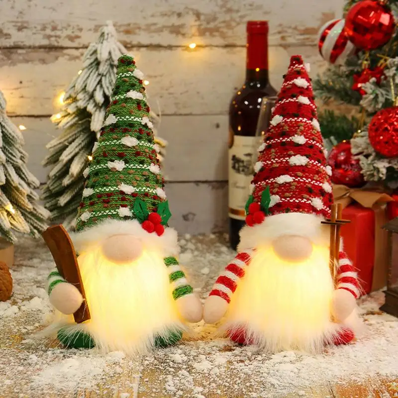 

Christmas Doll Sled Elf Ski Gnome with Led Light Christmas Decorations for Home 2023 Xmas Navidad 2024 New Year