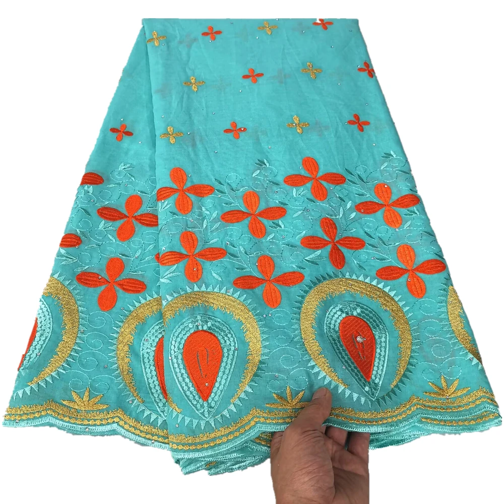 

African Cotton Lace Fabric for Wedding Dress, Embroidery, 5 Yards, Newest Arrival