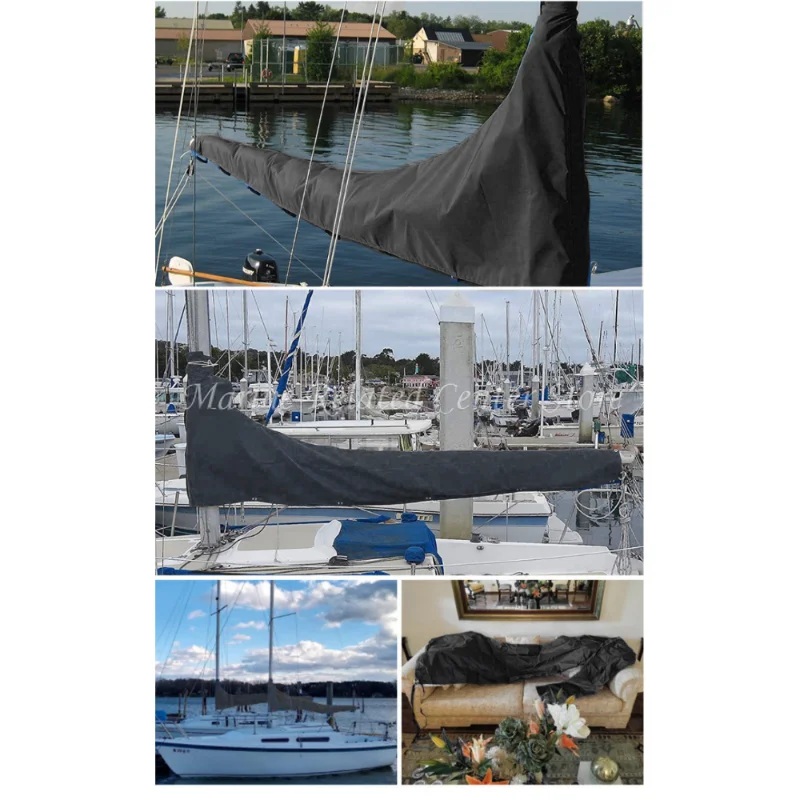 420D Waterproof Mainsail Boom Boat Cover Sail Cover Anti UV Sunshade Boom 8-9Ft 9-10Ft 10-11Ft 11-12Ft 12-13Ft Black