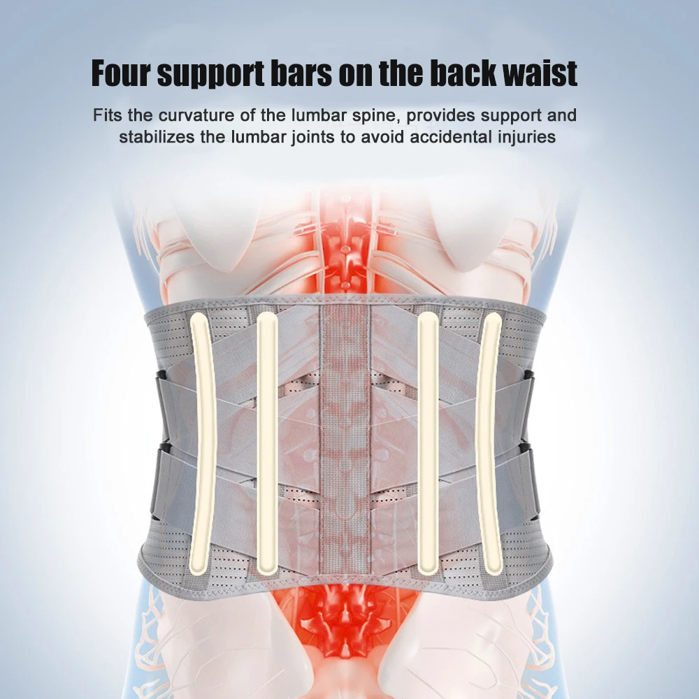 Back Support Belt for Women and Men, Back Brace Relieve Lower Back Pain,  Lower Back Brace with 8 Reinforce Bones,Tummy Control Black-M