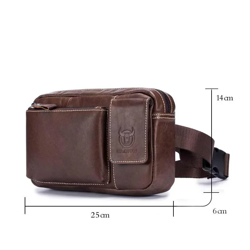 Men's Waist Packs Casual Soft Genuine Cow Leather Mobile Pocket Crossbody Bag