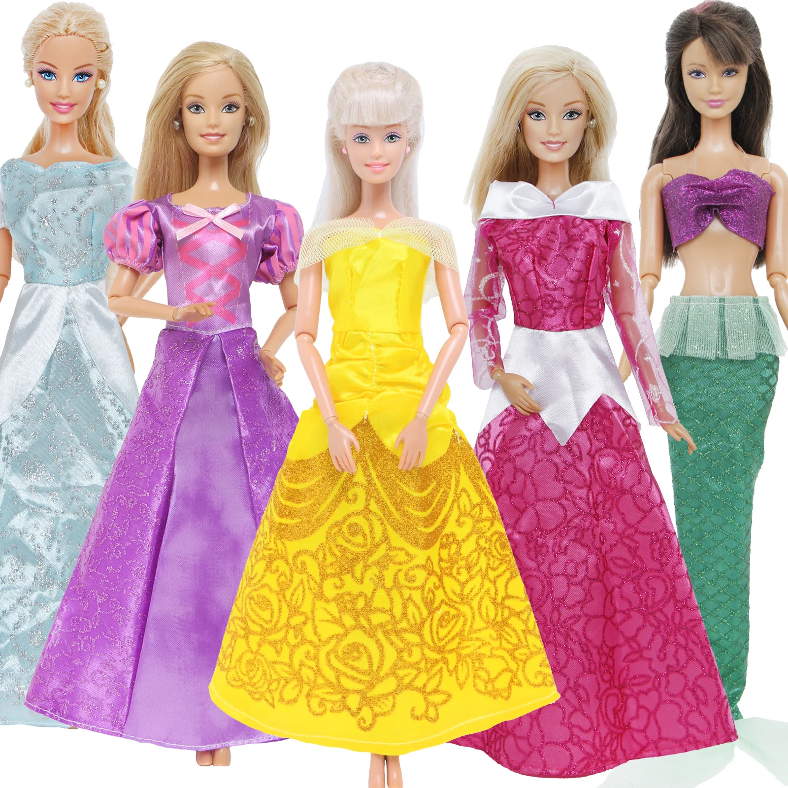 5 Pcs / Lot Fairy Tale Dress Cosplay Princess Gown Skirt Mix Style Clothes 11.5'' Doll Accessories Baby Kids Xmas Toys
