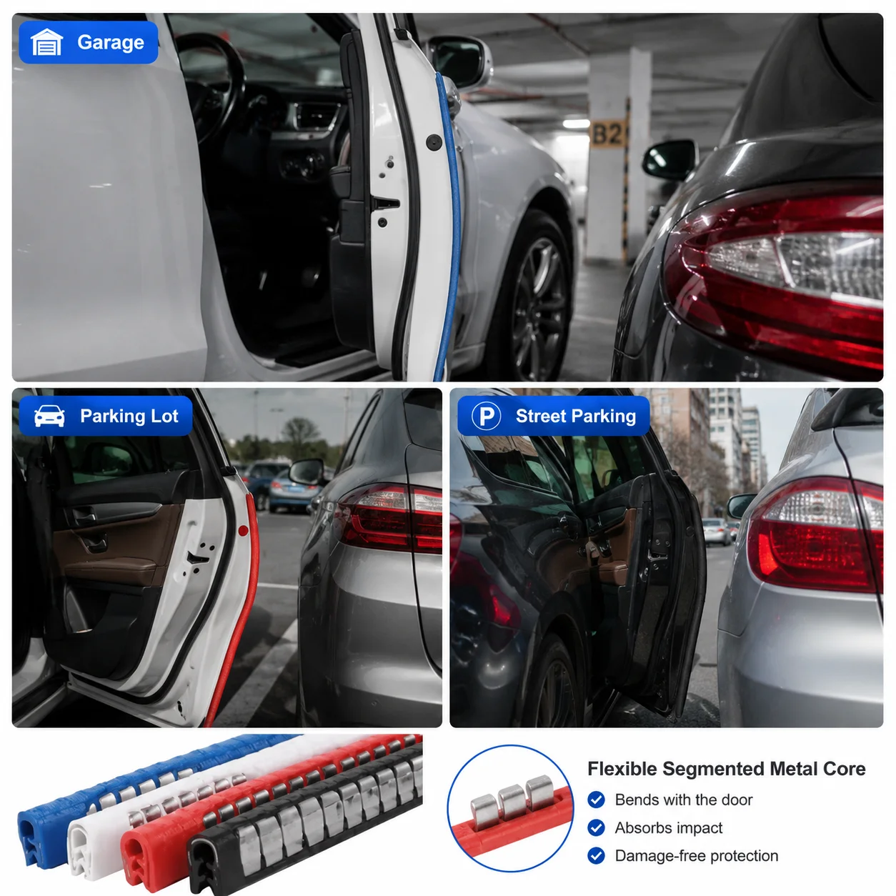 5M Car Door Anti-Collision Strip with Steel Disc Bumper Trim and Scratch Protector
