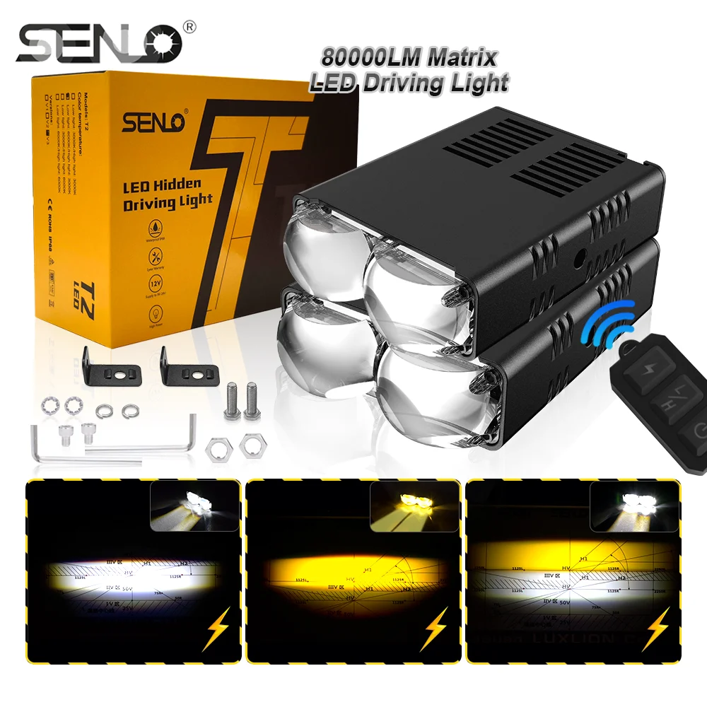 ชุดไฟตัดหมอก LED สำหรับกระจังหน้ารถยนต์ Senlo Universal 80W ไฟหน้าสว่างพิเศษ กันน้ำ ไฟเสริม ติดตั้งง่ายสำหรับรถ SUV และรถบรรทุก 1