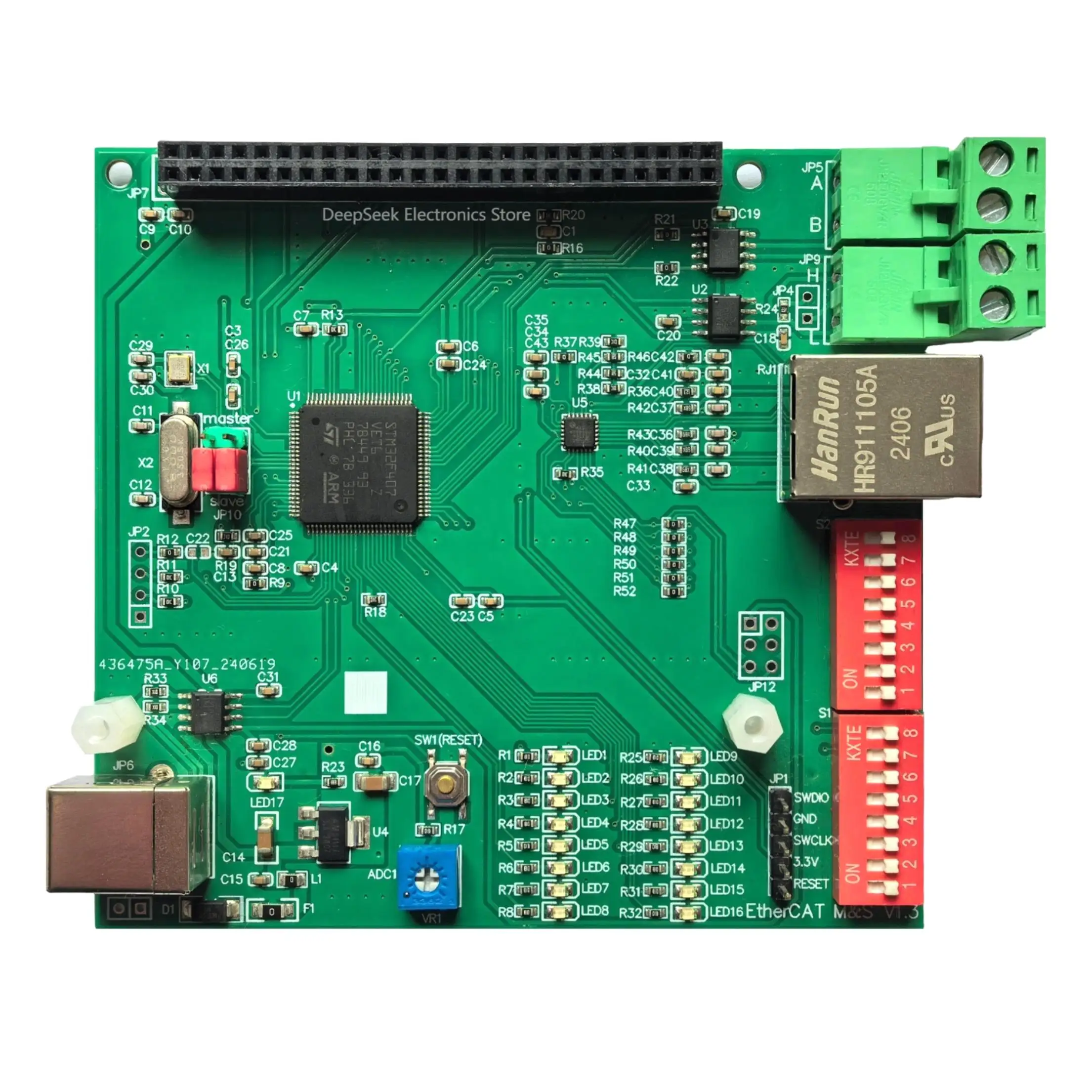 AX58100/LAN9252 EtherCAT 개발 보드 슬레이브 스테이션 8IO CIA402 기반 STM32F407VE