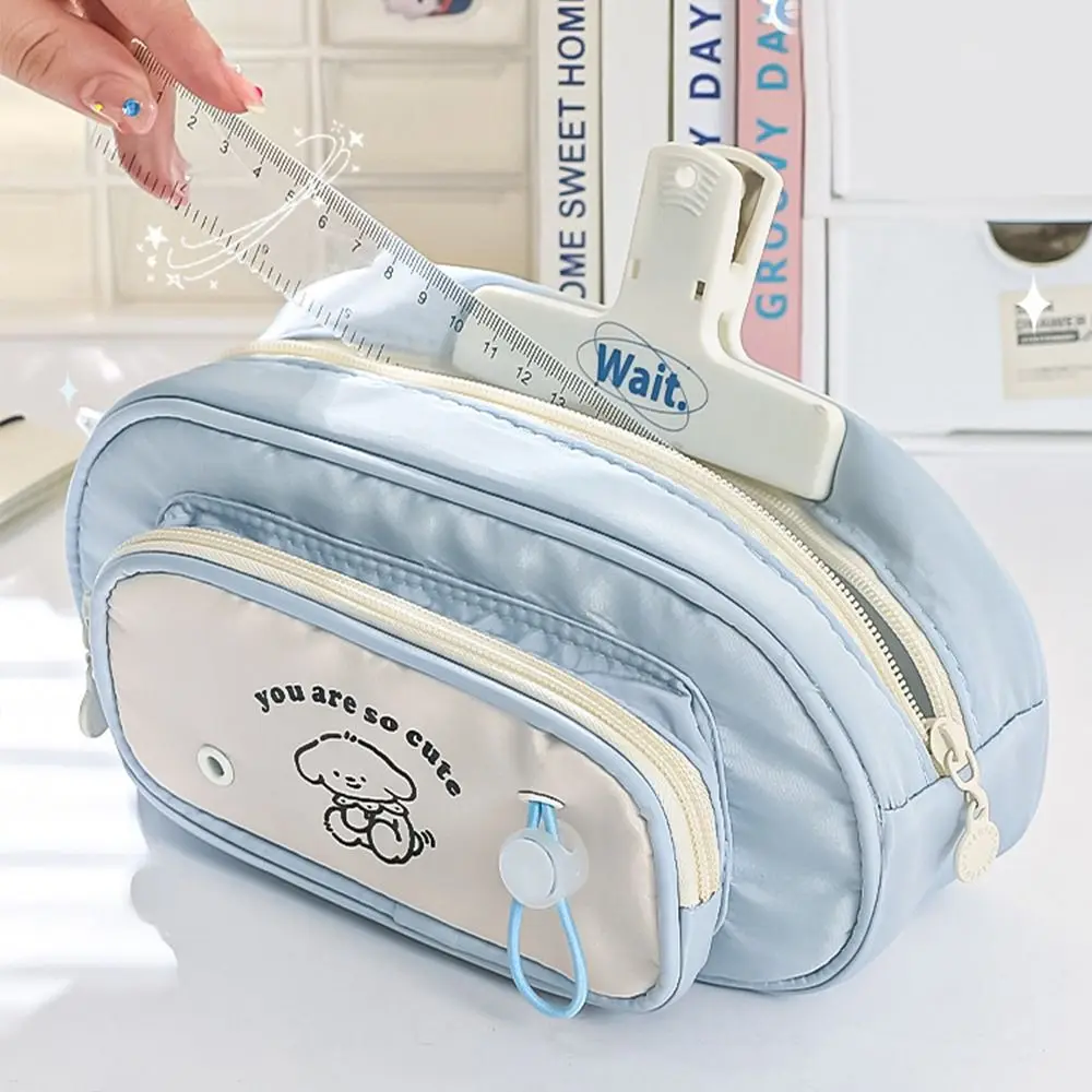 Cosmetic Pouch Aesthetic Pencil Bag Desktop Organizer Minimalism Stationery Pouch Zipper Large Capacity Pen Pencil Cases