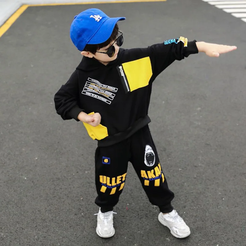 

Boys Suit Sweatshirts +Pants Cotton 2Pcs/Sets 2022 Vintage Spring Autumn Thicken Sports Sets Kid Formal Sport Teenagers Children