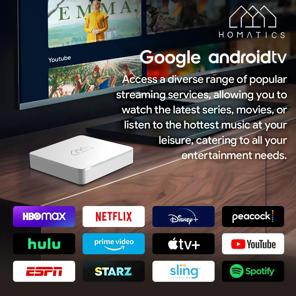 HOMATICS R lite 4K TV skříňka Android 11 s netflix 4K google certifikované amlogic S905Y4 2G32G dolby atmos AV1 H.265 2T2R WIFI ATV