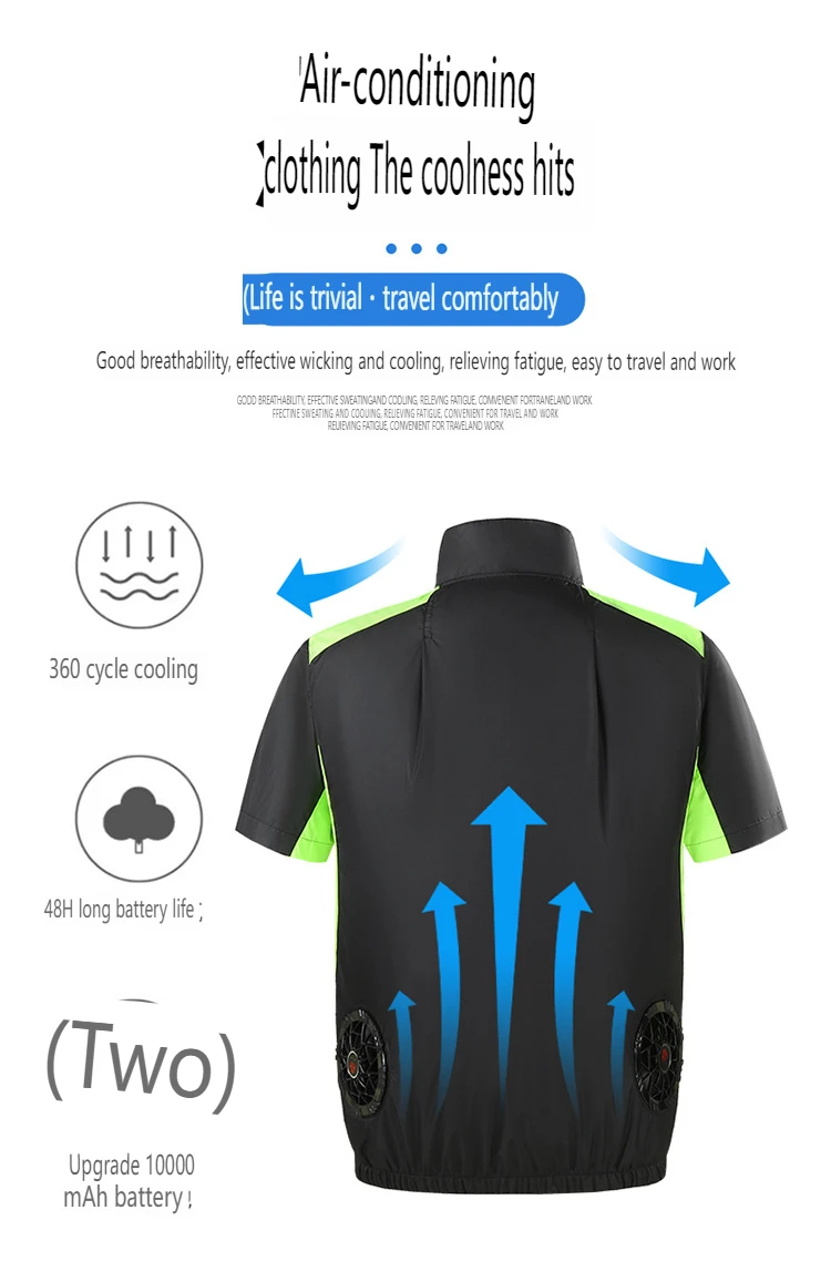 2024 Outdoors Work Jacket Summer Usb Cooling Vest With Two Fan Hiking Fishing Air Conditioning Clothing