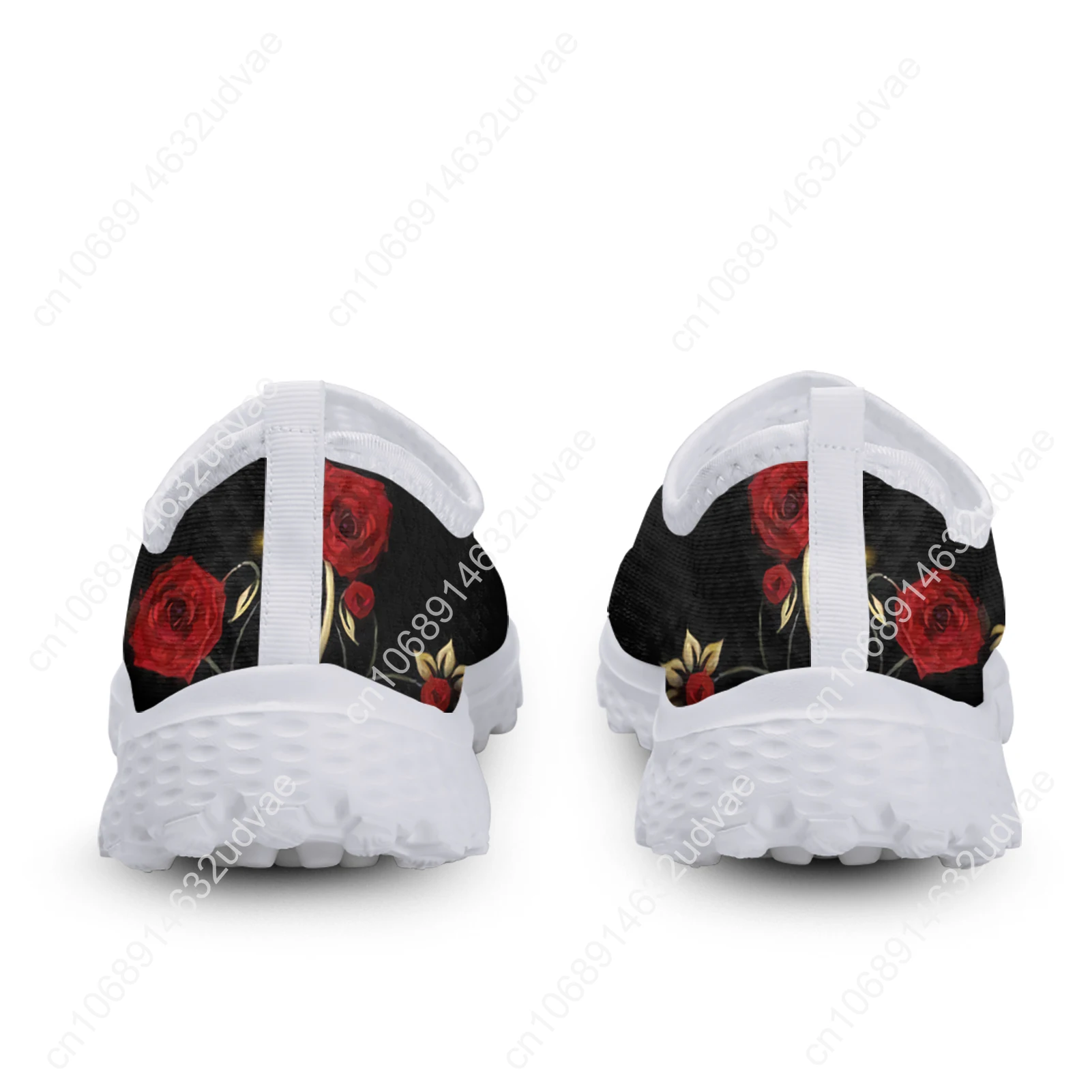 Luxury Brand Art Rose Flower Printed Girls Mesh Sneakers Summer Soft Slip-on Flat Shoes Breathable Beach Loafers Hot