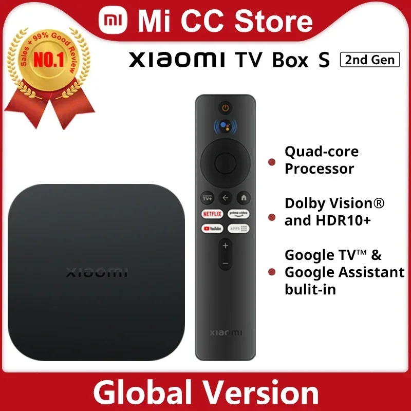  Global Version Xiaomi Mi TV Box2nd Gen 4K Ultra HD Google TV 2GB 8GB Dolby Vision HDR10+ Google Assistant Smart Mi Box S Player 