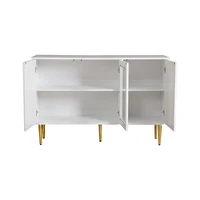 KOMHTOM 3 Doors Metal Feed Glass Doors White Dresser