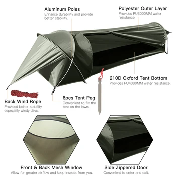 Ultralight Solo Tunnel Camping Tent 1