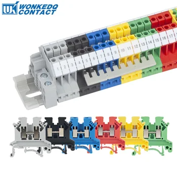 10 ชิ้น UK 2.5 Terminal Block UK2.5B สกรูการเชื่อมต่อเชื่อมต่อ Strip 2.5B 2.5mm2 สายไฟฟ้า Din Rail สายไฟเชื่อมต่อ 1