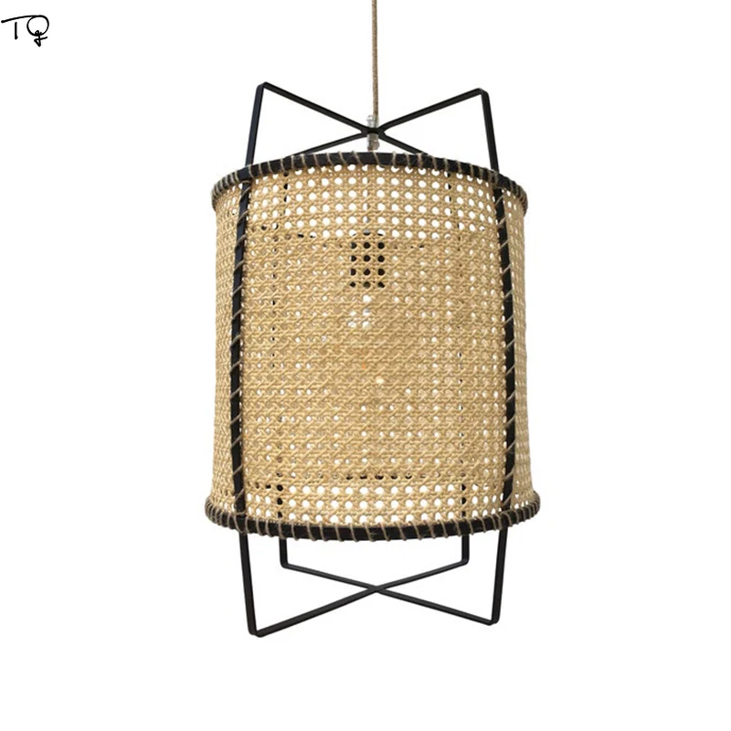 

Japanese Simple Rattan Weaving Pendant Lights LED E27 Modern Hanging Lamp for Living/Dining Room Decor Restaurant Study Loft Bar