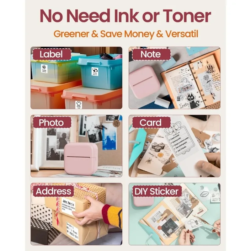 Color Thermal Sticker Paper for M02/T02/M02 Pro/M02 Mini Sticker Printer,Black on Mint Green/Purple/Orange, 50mm x 3.5m, 3 Rolls