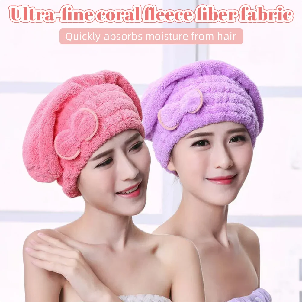 Microfibre Bowknot Wrap Towel Quick Hair Drying Bath Towels Coral Velvet Dry Hair Cap Soft Shower Cap Bathroom Accessories dry hair cap,microfiber towel