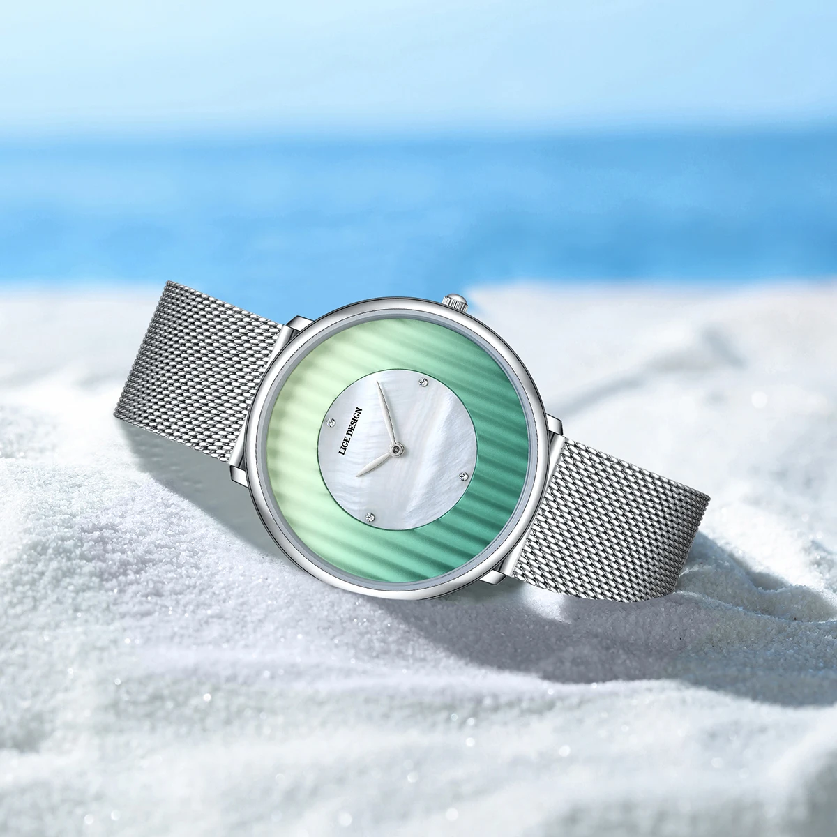 LIGE Luxury Men's Ultra-Thin Waterproof Mesh Watch with Sport Calendar and Luminous Display