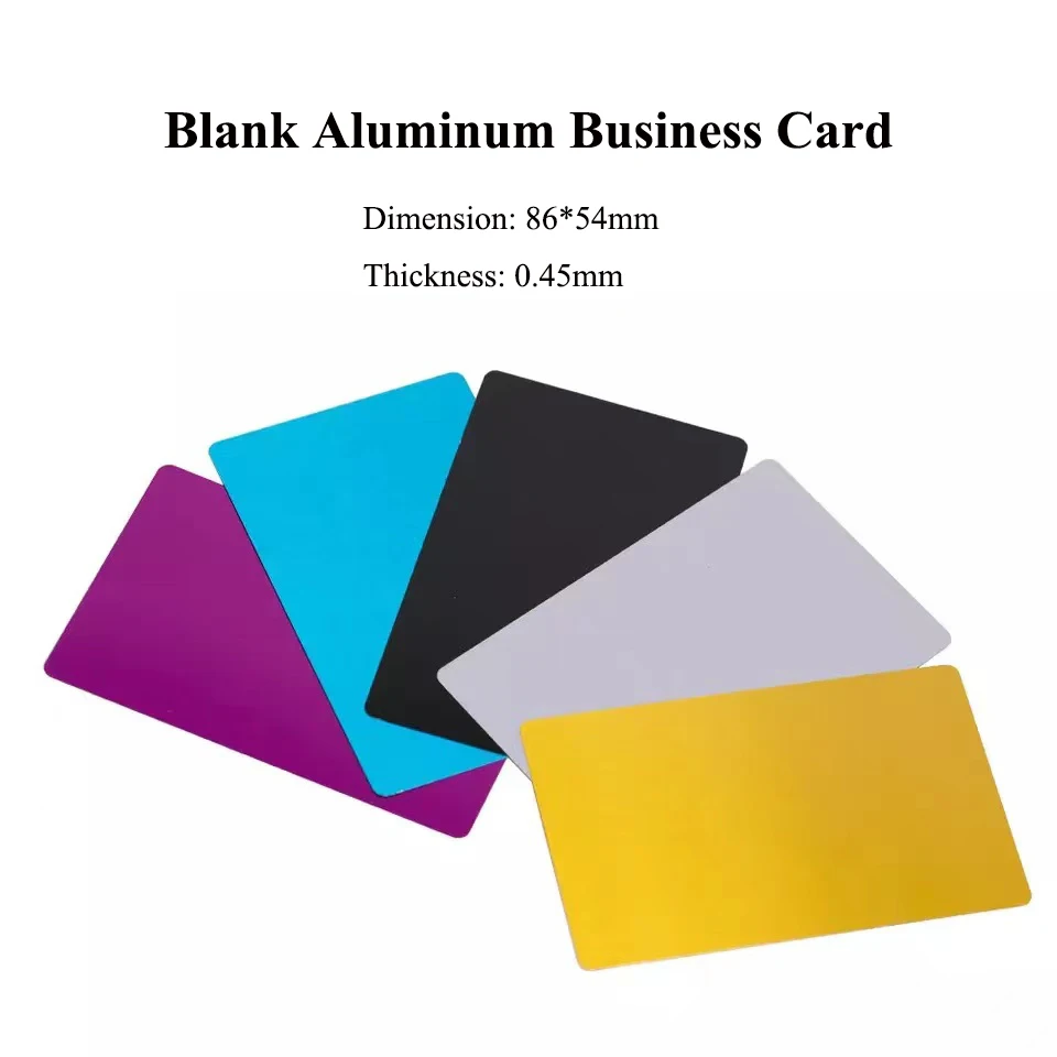 Many Color Choose 1.0mm Thick Scratch Resistant Blank Metal Visitting  Business Cards Sandblasted Anodized Aluminum Alloy Cards