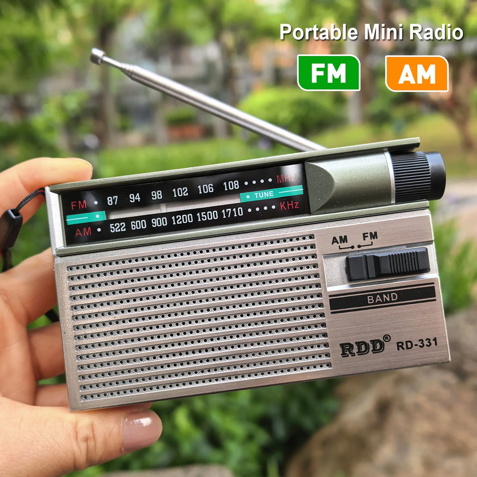 휴대용 FM AM 라디오 미니 고감도 레트로 라디오(접이식 안테나 포함) 3.5..