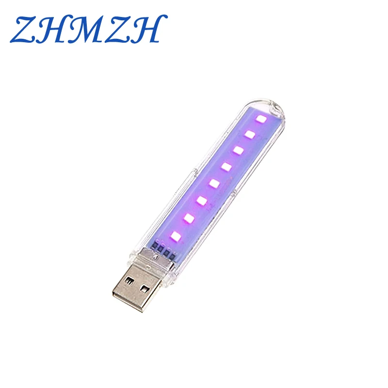 8 LEDs Mini UVA Portable USB Germicidal Lamp 1.6W Disinfection Lights 12g UV Lamps Disinfecting Light Germ Killing DC5V uv disinfection lamp uv sterilization lamp