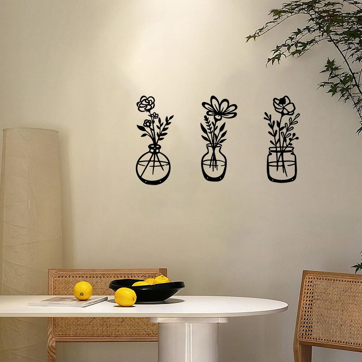 

3pcs/set Black Metal Flower Wall Mounted Decor Art Flower Signs Sculpture Patio Balcony Home Decor Wall Sticker Decor decoration