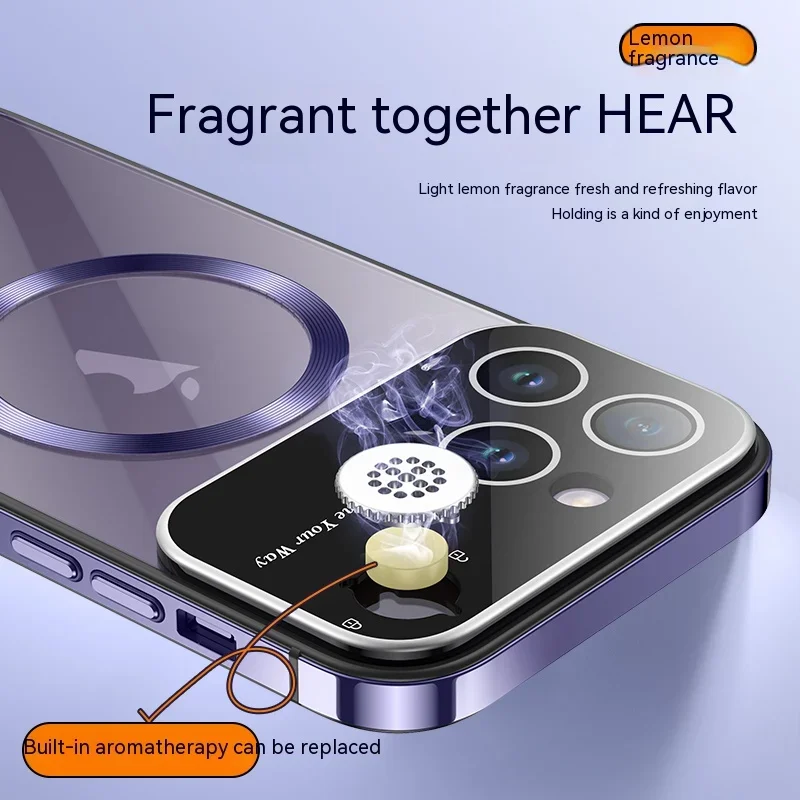 2024 Metallic stainless steel frame magnetic full lens primary color back case for iPhone 14 13 Pro Max case