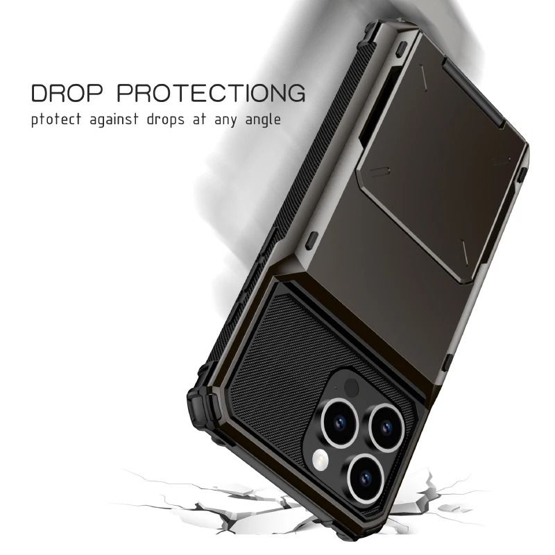 Einfarbig 180 ° Flip-Wallet-Kartenfach Stoßfeste Handyhülle für iPhone 16 Pro Max 14 11 12 13 15 Pro Max Mini Bumper Rückseiten-Cover – Detail 14