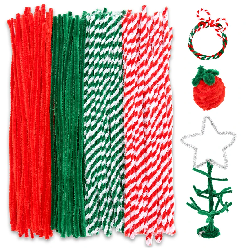 Chenille Pipe Cleaners Chenille Craft Supplies Craft Supplies Craft Toys KRABALL 100PCS Colorful Chenille Stem Pipe Twisted Rod Toys Production Manual Handmade DIY Material Christmas Party Supplies