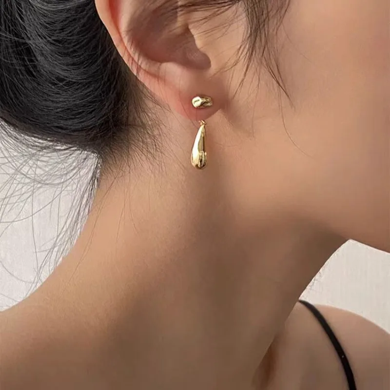 Water Droplet Shaped Earrings Two Ways To Wear Simple Design Personality Simplicity High-End Feeling Earrings Accessories