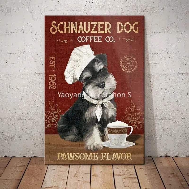 

Metal Signs Schnauzer Dog Coffee Company Signs Vintage Signs Retro Aluminum Sign for Home Cafe Kitchen 8x12 Inches