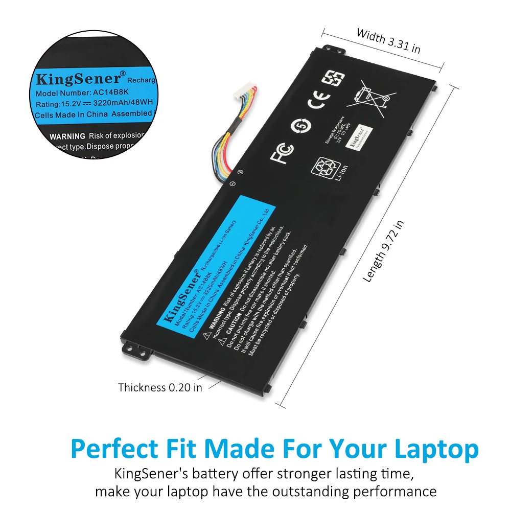 AC14B8K Laptop Battery for Acer EXTENSA EX2540 Nitro 5 AN515-51