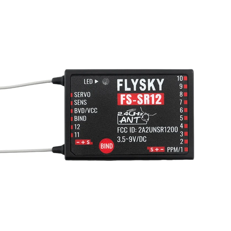 FLYSKY FS-SR12 12 Channels 2.4G Receiver Dual Antenna for RC Fixed Wing Car Boat Robot Model Toy ANT Protocol Transmitter FS-ST8 6