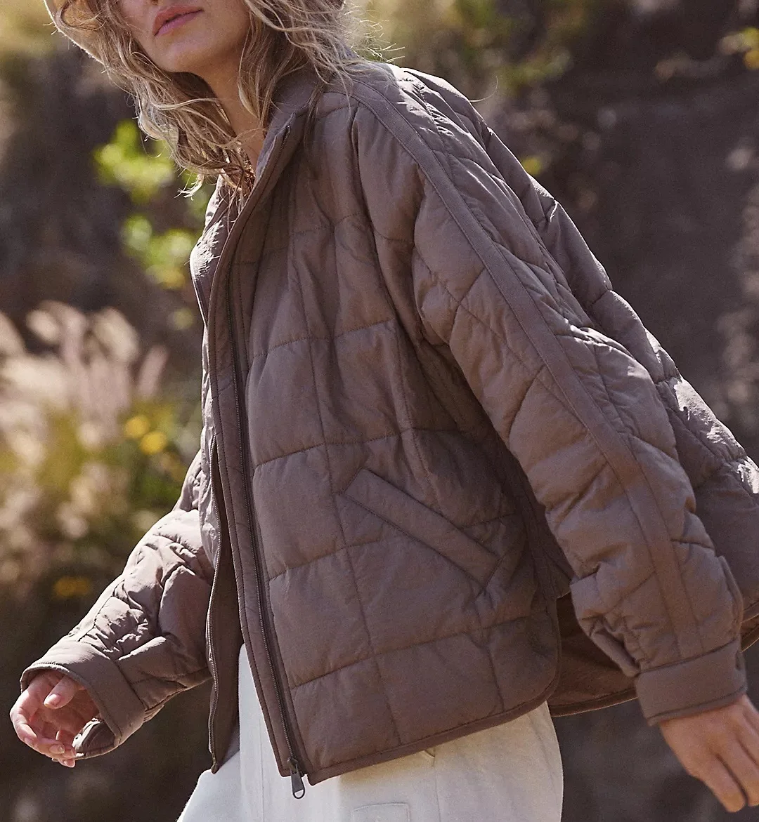 2023 Autumn Winter Stand Collar Quilted Jacket Loose Casual Women Short