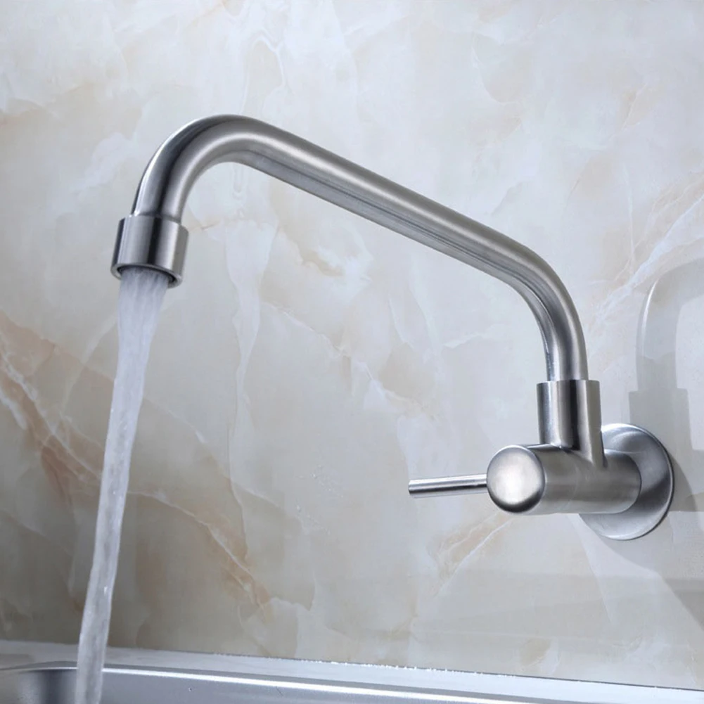 

Kitchen Sink Faucet Single Cold Water Sprayer With Energy-saving Bubbler 304 Stainless Steel Bathrooms In-wall