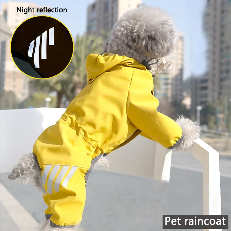 Pets Dog Clothes Hooded Raincoats Reflective Strip All inclusive Waterproof Rain Poncho Outdoor Breathable Clothes For Dogs cats