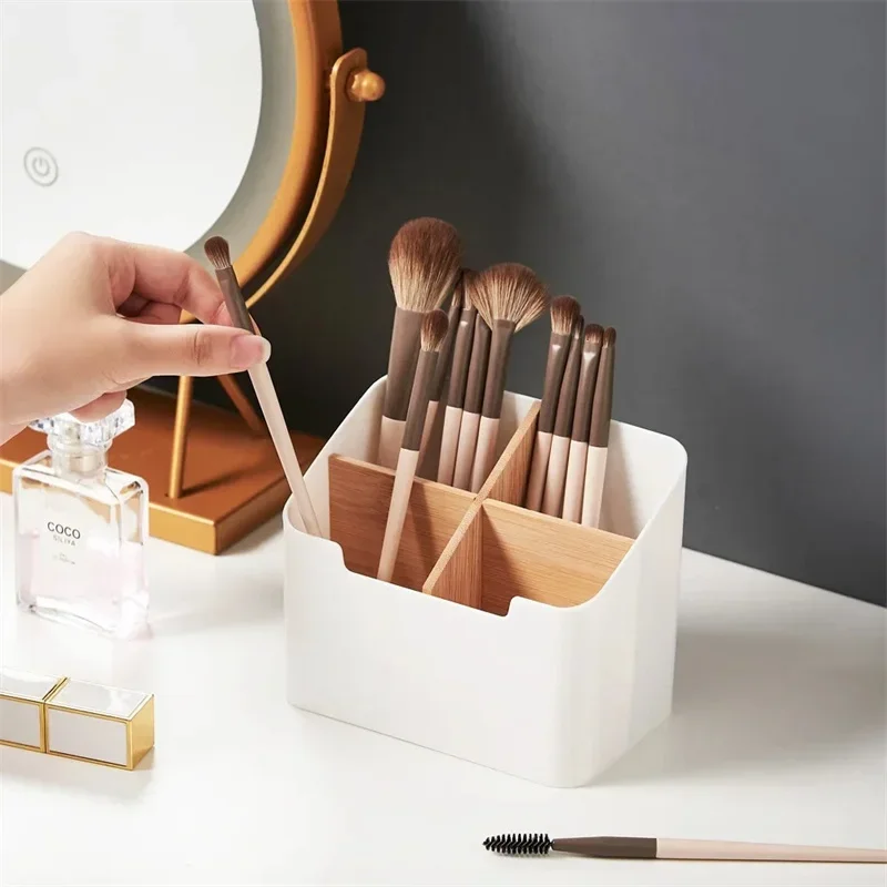 1/2PCS Multifunctional Compartment Storage Box Bamboo Wooden Desktop Organizer Cosmetic Stationery Remote Control Organizer