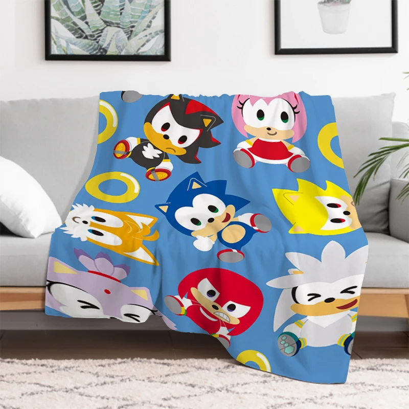 S-Sonic H-Hedgehog Blanket Cartoon Game Fleece Blankets for Bed Furry Plush Plaid on the Sofa Microfiber Bedding Bedspread Throw