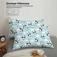 3 pieces of duvet cover set (1 duvet cover + 2 pillowcases, coreless), cute panda digital printing bedding set, soft, warm, skin 5