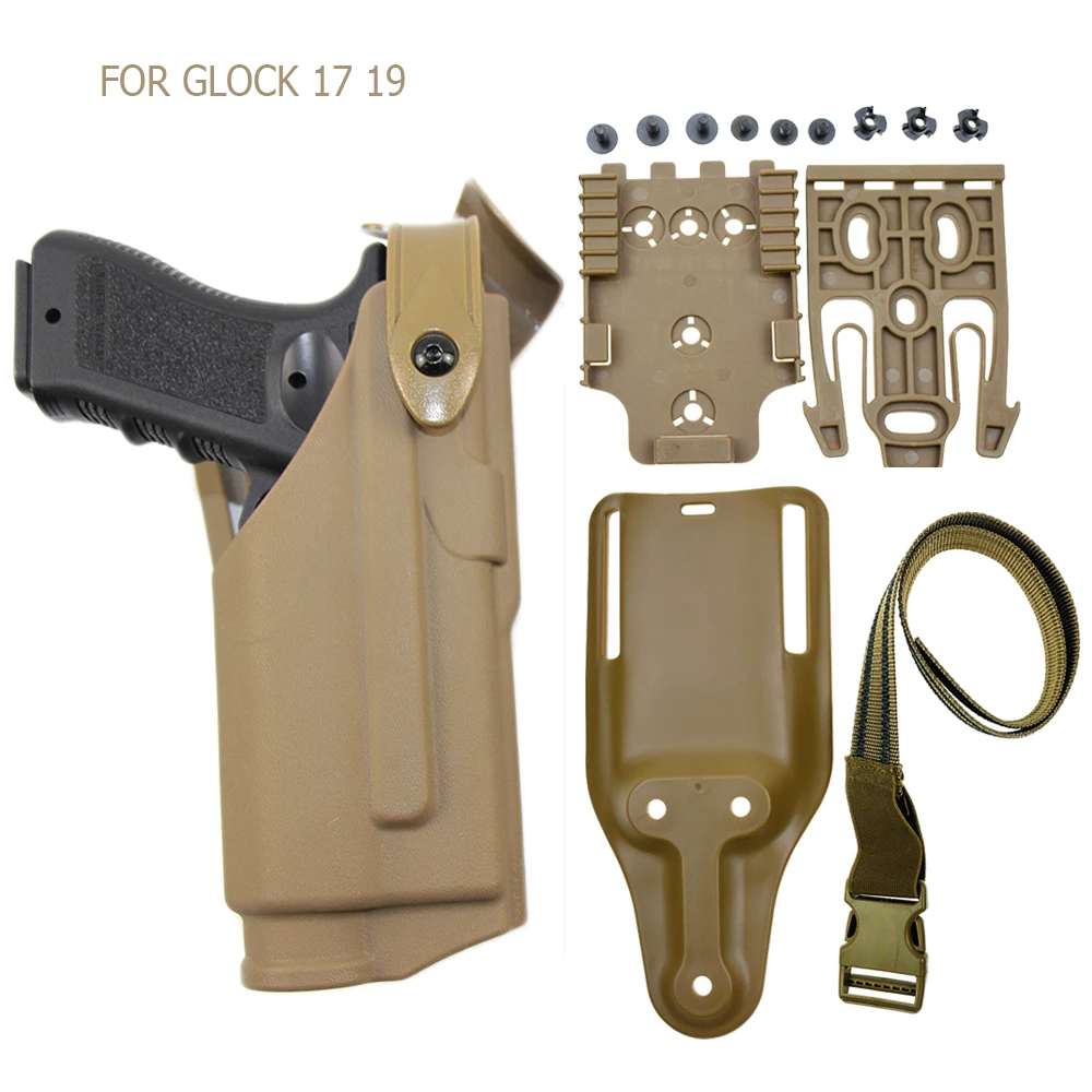 

Military Tactical Gun Holser for Glock 17 19 Pistol Airsoft Belt Holster Flashlight Bearing Holster Case with QLS 19 22 Platform