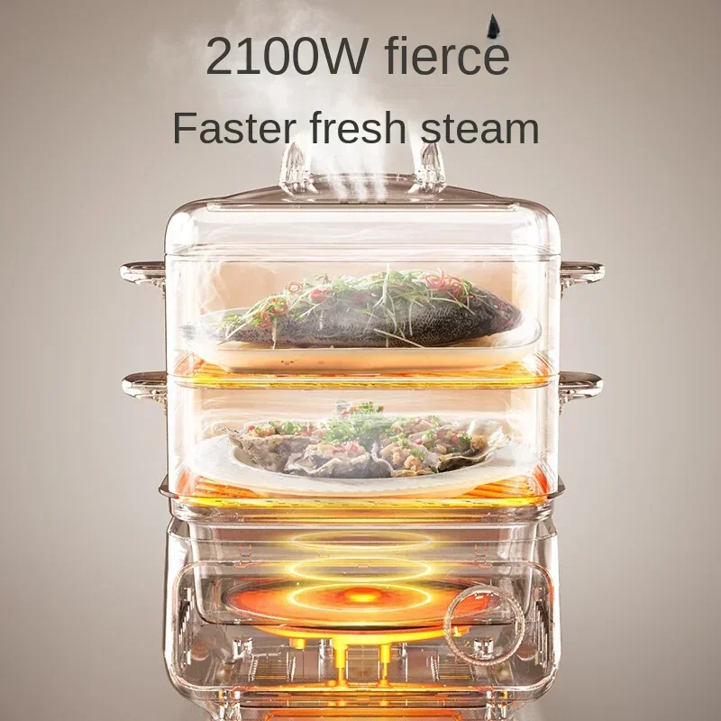 New Electric Boiler Multi-functional Three-layer Stainless Steel Large Capacity Cooking Stew Multi-functional One Steam Box