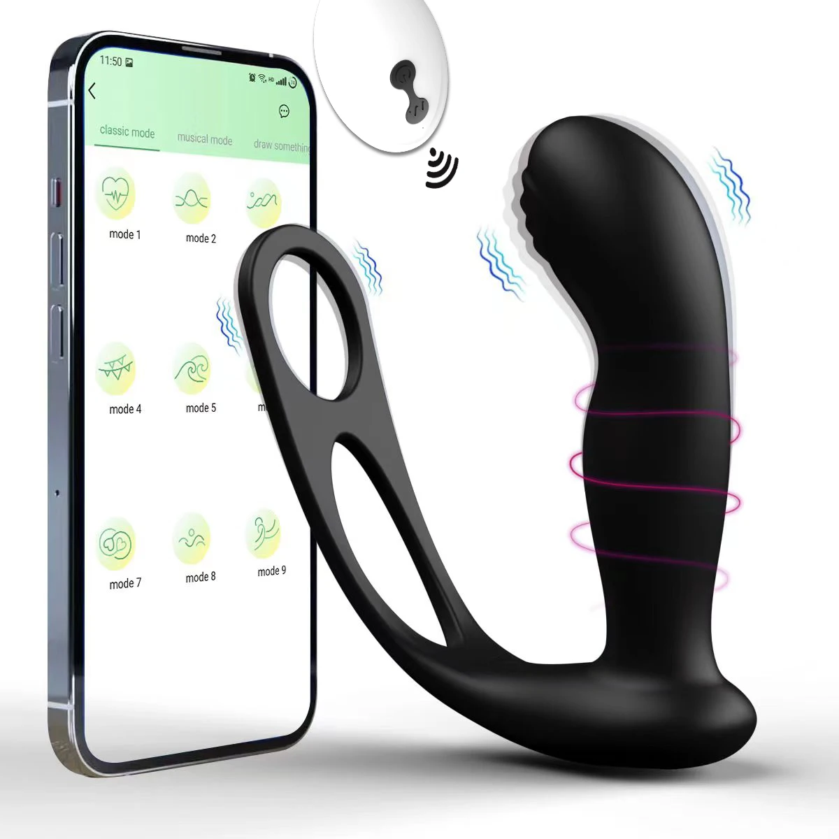 Männlicher APP-Analvibrator, 3-in-1, vibrierender Penisring, G-Punkt-Prostata-Massagegerät, 10-Gang-Buttplug-Stimulator, Paare, Sexspielzeug für Männer