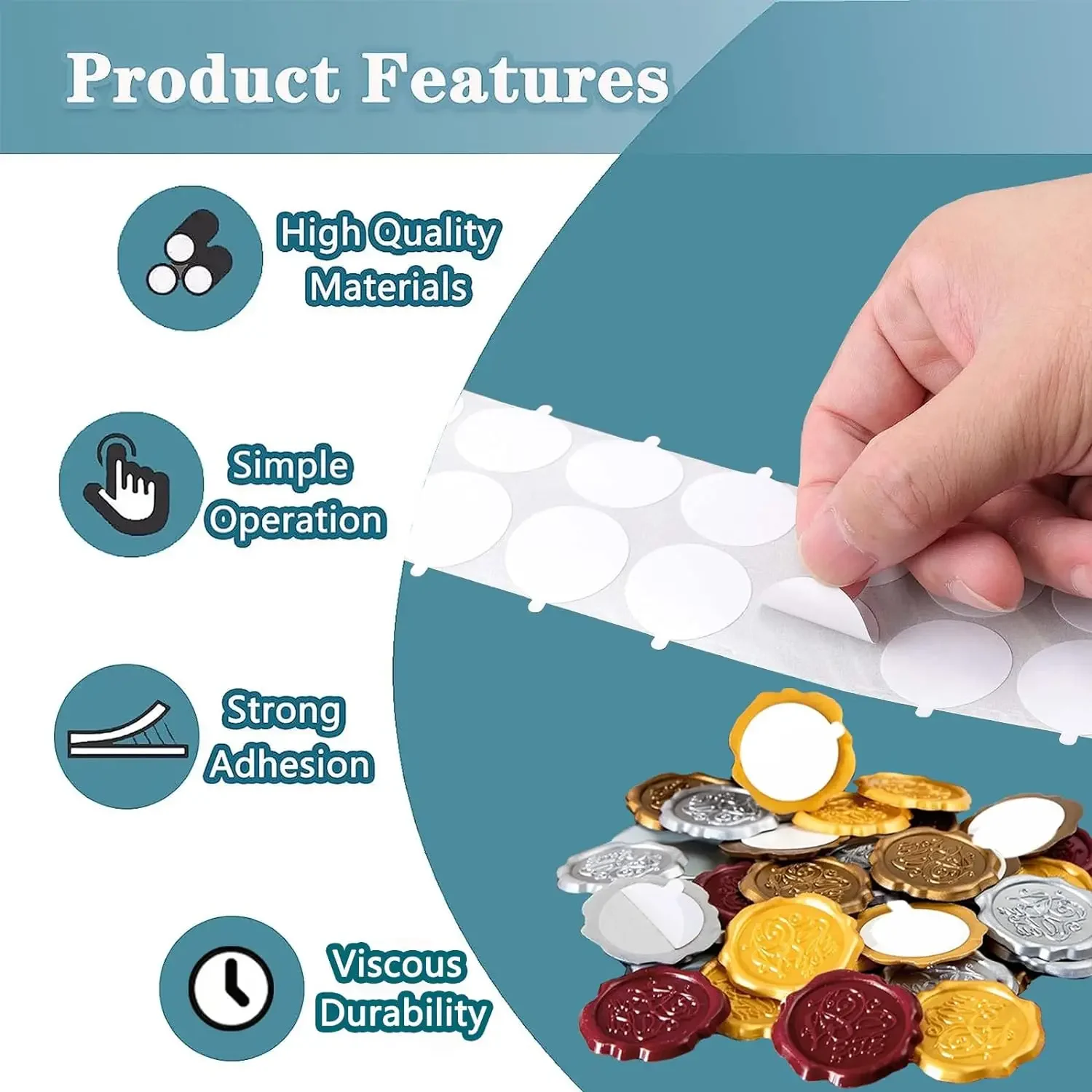 1 Inch Double Sided Adhesive Dots Wax Seal Stickers Tack Putty Round Wax Seal Backing Sealing Stamp DIY Craft 120pcs self adhesive stickers adhesive stickers roll packaging stickers packaging stickers