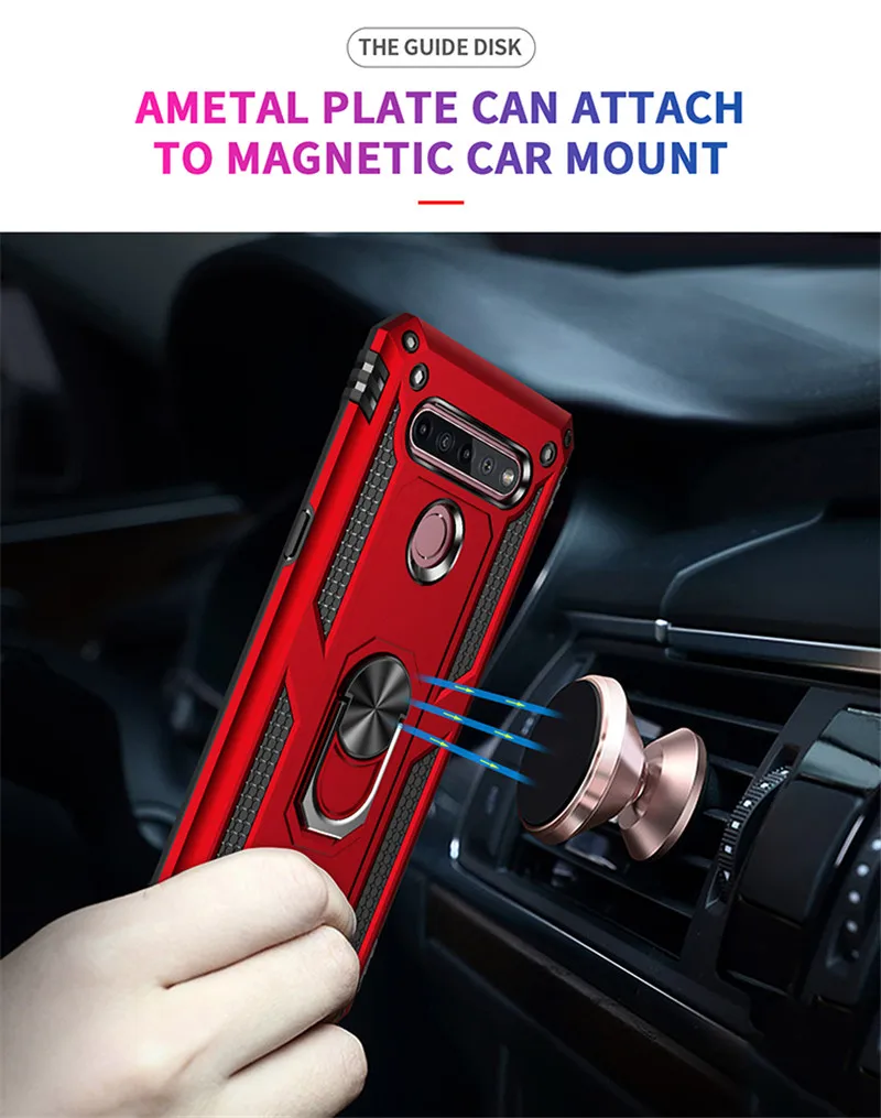 Case Shockproof Armor Car Holder Ring Case for LG K40 K40S K50 K50S K51 K51S K52 K53 K61 K22 K31 K71 K92 5G LG Q60 Q51 Q61 phone case leather phone case phone protector cover