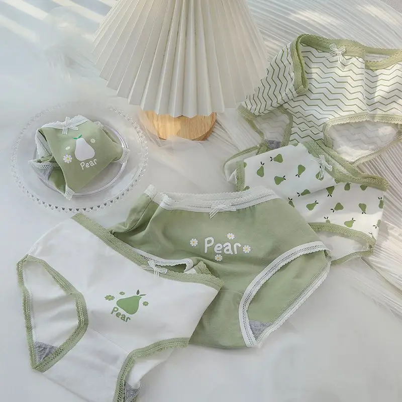 5PCS Teens Girls Thin Breathable Briefs Kids Cotton Antibacterial Panties 7+y Young Children Underwears Baby Cute Print Knickers