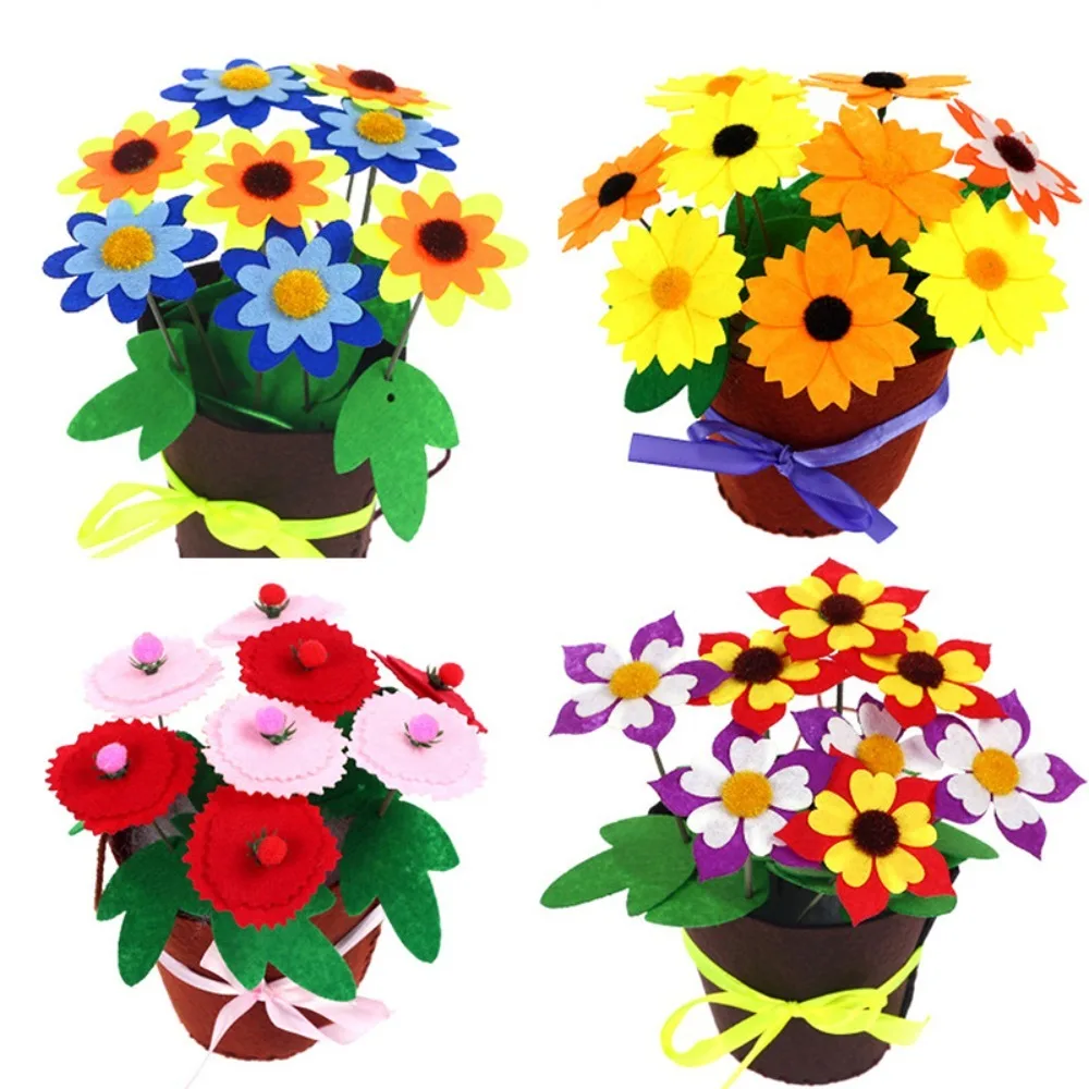

Handmade Flower Pot Crafts Toys 3D Cartoon Kids DIY Potted Plant Toys Handcraft Paper Art Learning Educational Toys for Children