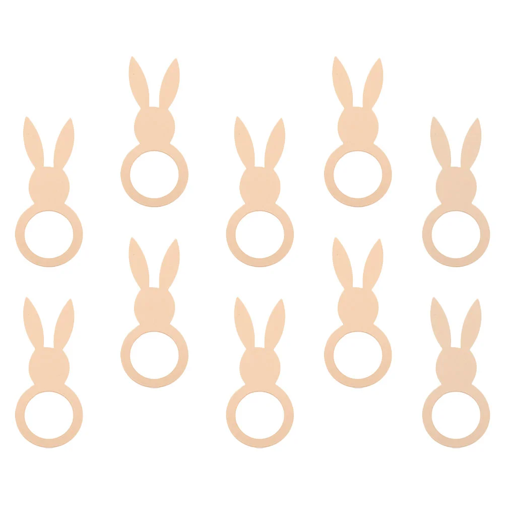 Bunny Shaped Napkin Rings Wooden Napkin Holders Reusable Rabbit Rings Easter Themed Ring Serviette Buckles 10 Pcs