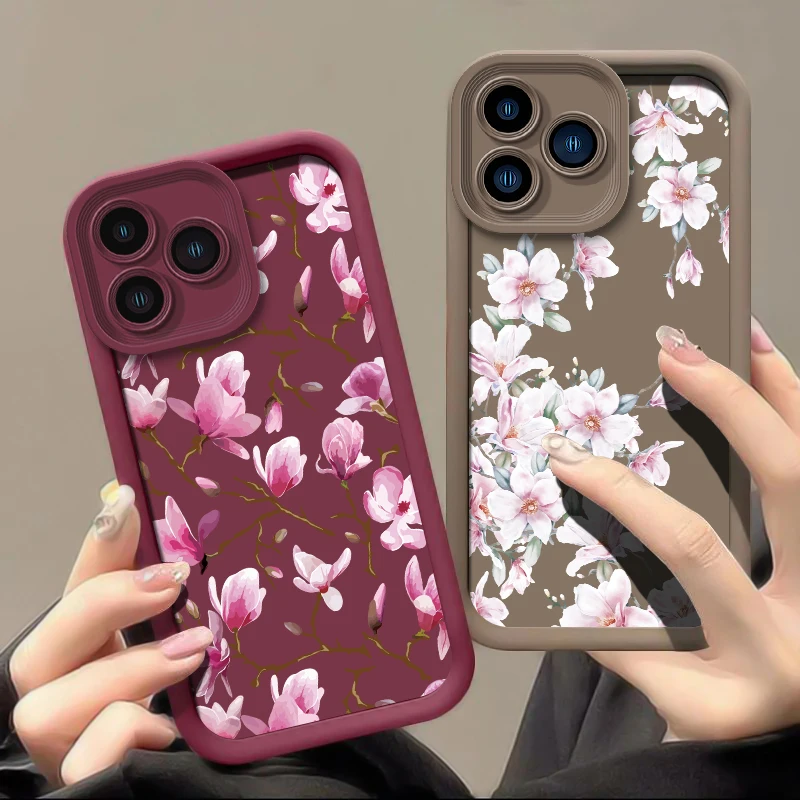Elegant Floral Soft Silicone Matte Phone Case Cover
